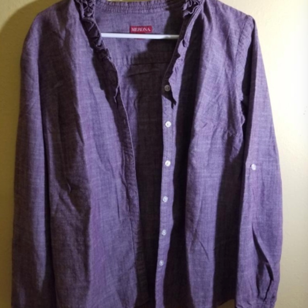 Grey Purple Button Down Shirt